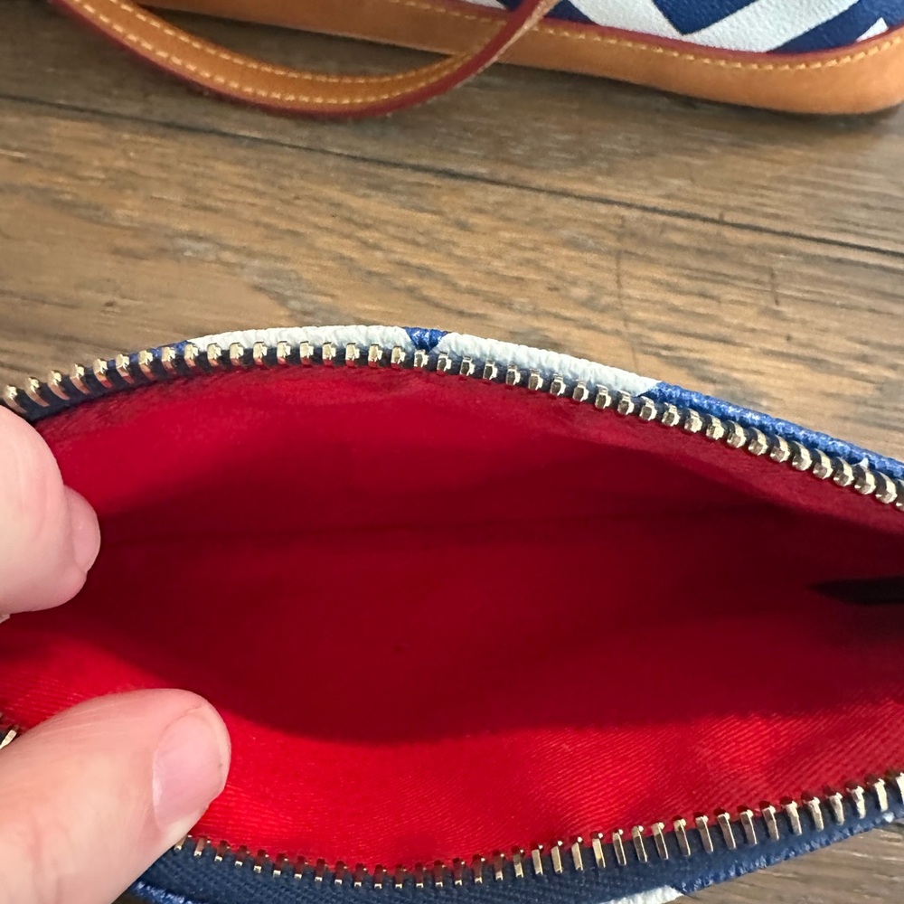 Dooney & Bourke Blue Chevron Tote with Tan Accents And Wallet - Picture 4 of 7